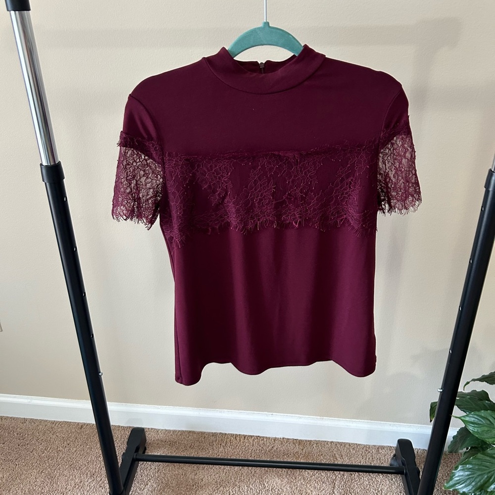 Eyelash Maroon Blouse Size: Medium